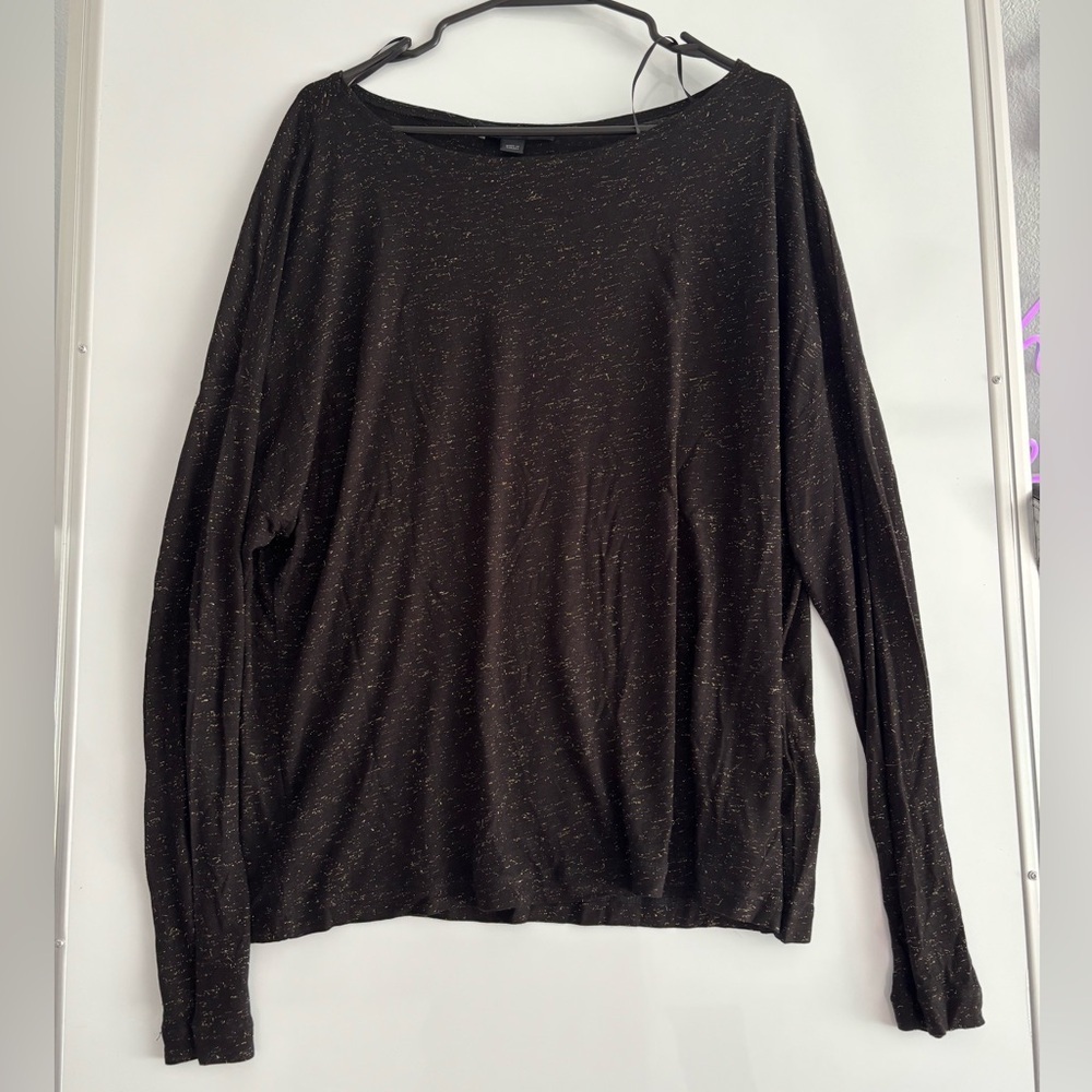 All Saints Black Speckled Long Sleeve Top